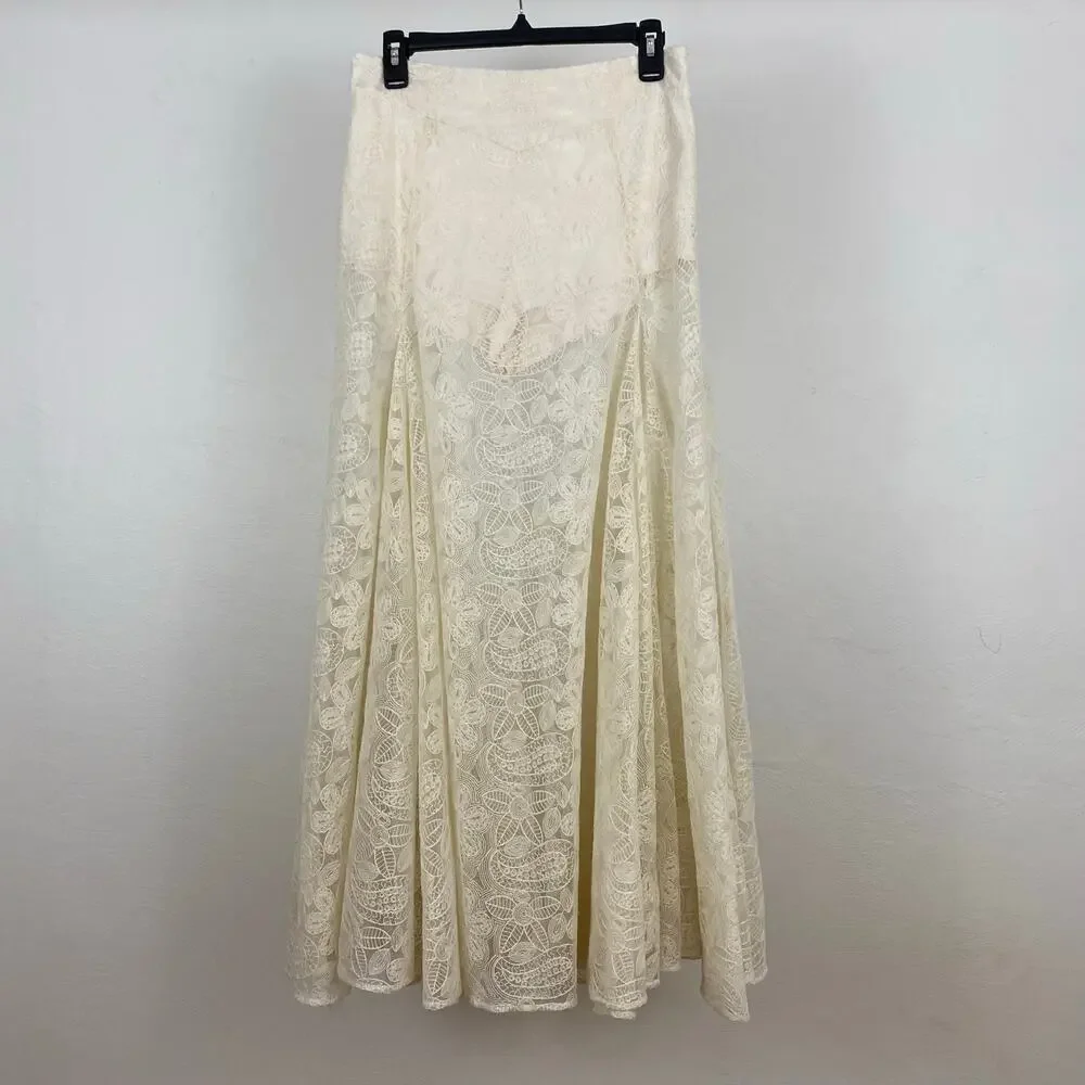 Free People Beat Of The Moment Maxi Skirt - Ivory - Size 6